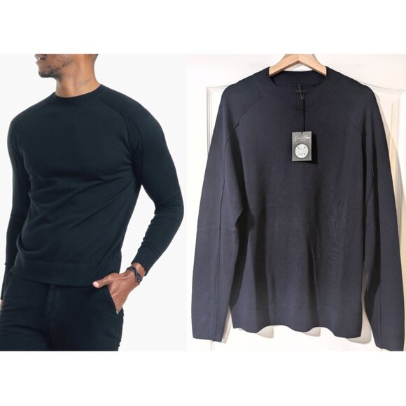 Good Man Brand | Modern Slim Fit Merino Wool Sweater In Navy - Picture 1 of 10